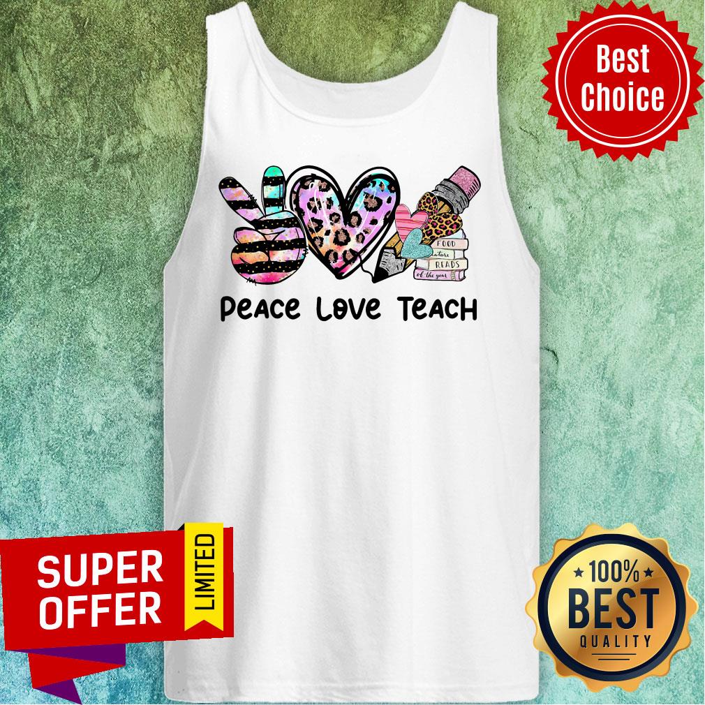 Peace Love Teach Leopard Food Reads Pencil Shirt - Image 4