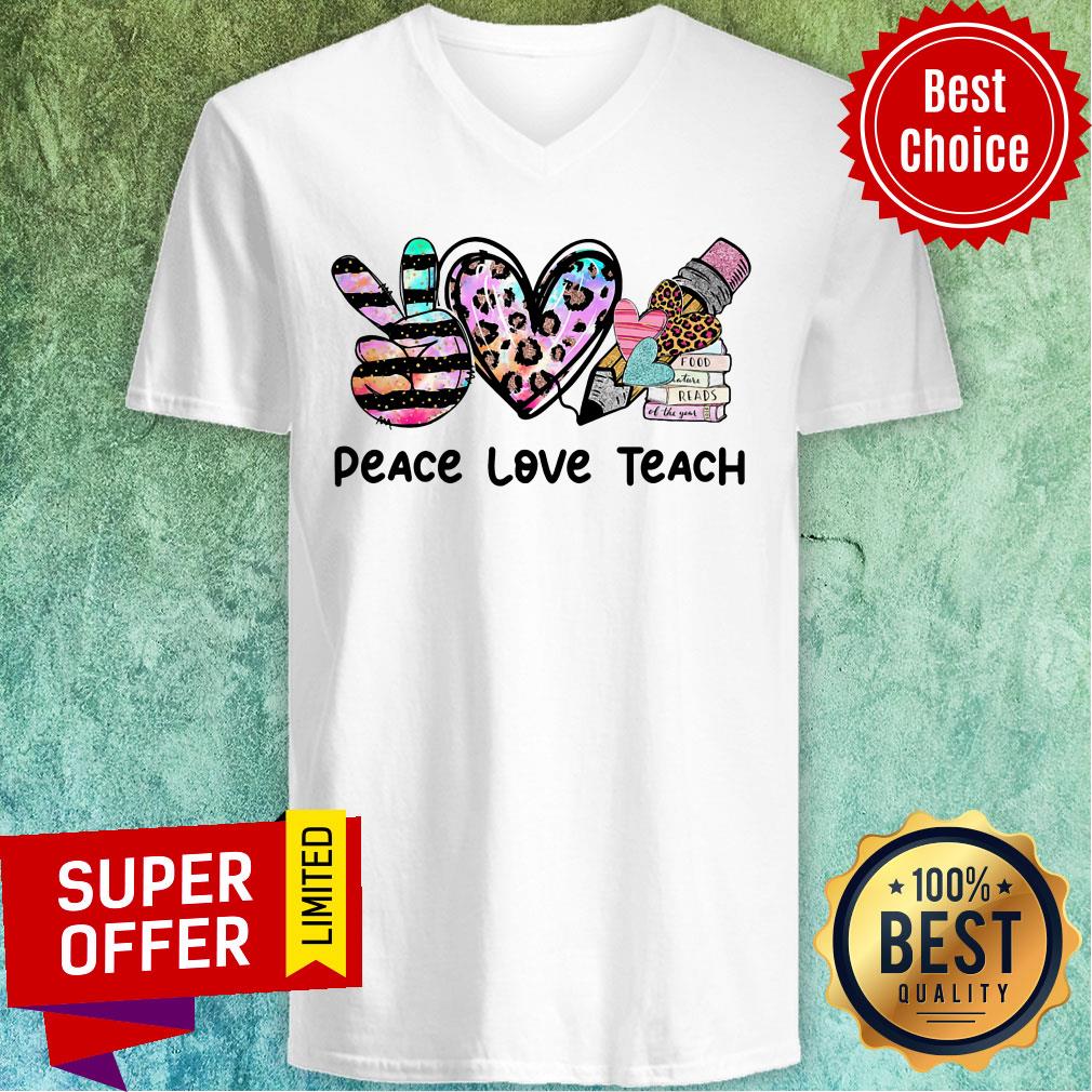 Peace Love Teach Leopard Food Reads Pencil Shirt - Image 3