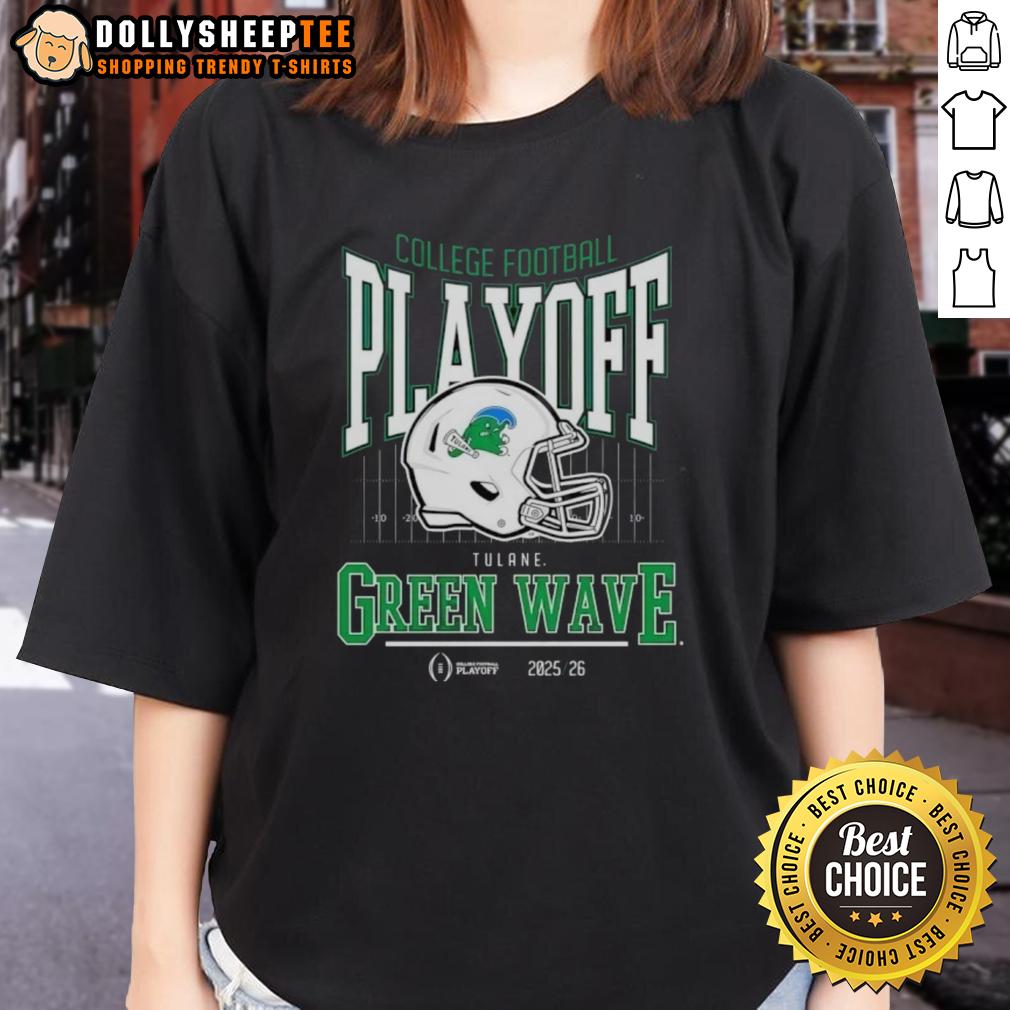 Premium Tulane Green Wave 2025-2026 College Football Playoff Bound Helmet T-Shirt - Image 3