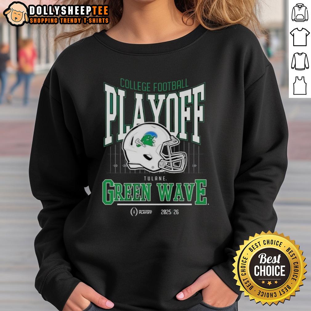 Premium Tulane Green Wave 2025-2026 College Football Playoff Bound Helmet T-Shirt - Image 4