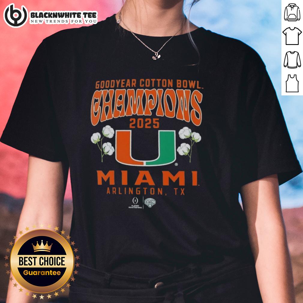 Hot Miami Hurricanes 2025 CFP Goodyear Cotton Bowl Champions Hometown Pride T-Shirt - Image 3