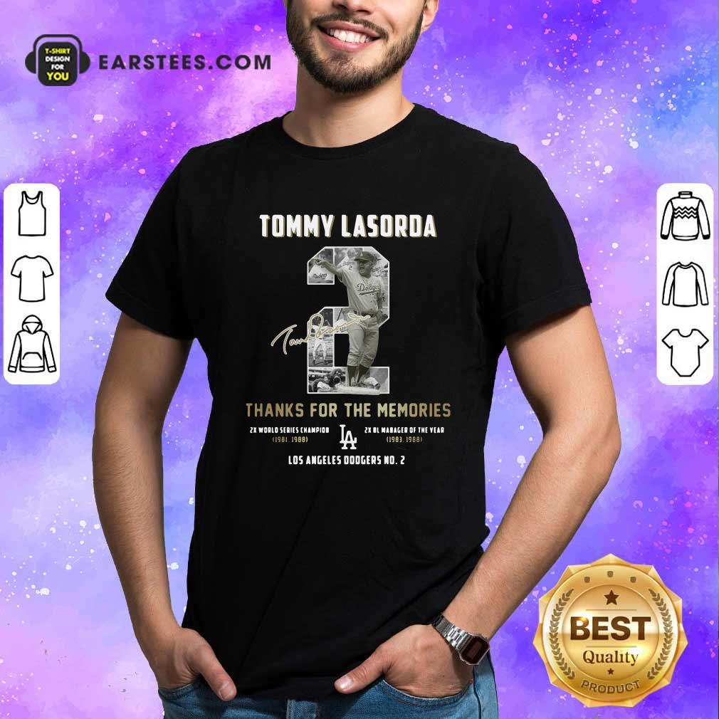 Official Tommy Lasorda 2 Thank You For The Memories Signature Shirt