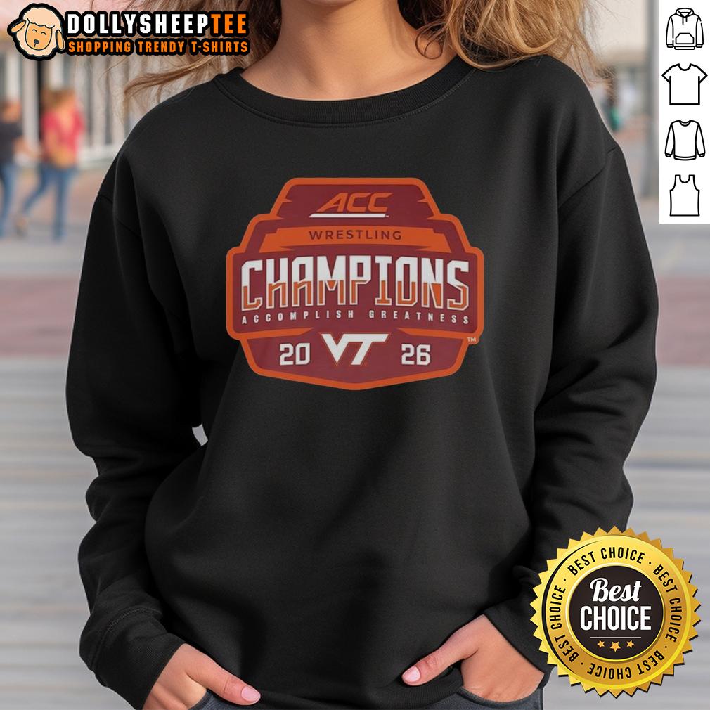 Awesome Virginia Tech Hokies 2026 ACC Men's Wrestling Tournament Champions T-Shirt - Image 2
