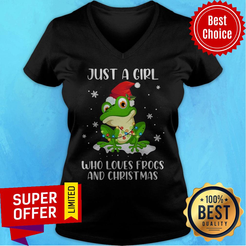 Nice Just A Girl Who Loves Frogs And Christmas Shirt - Image 3
