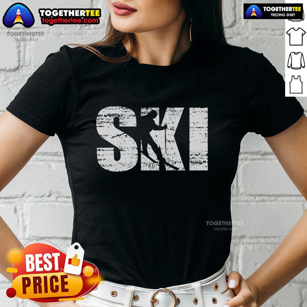 Original Distressed Ski Skiing T-Shirt - Image 3