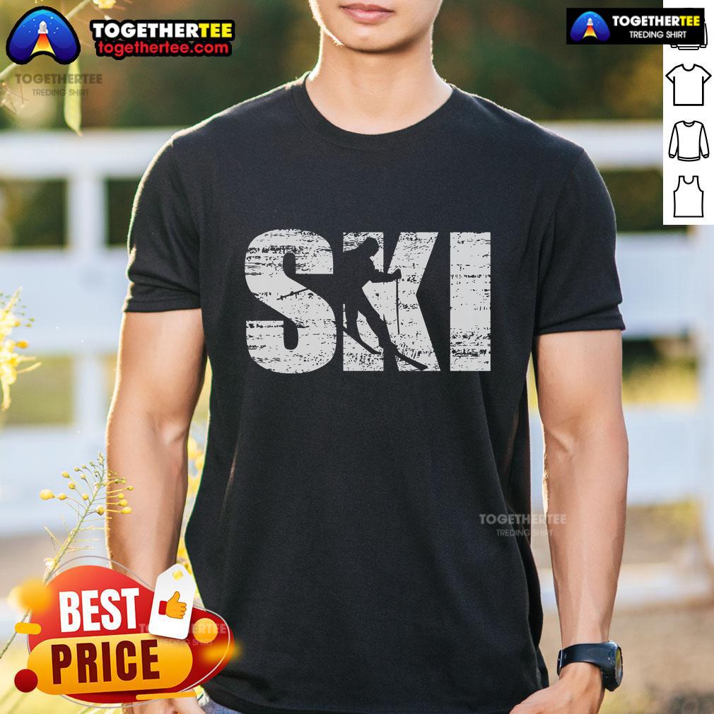 Original Distressed Ski Skiing T-Shirt