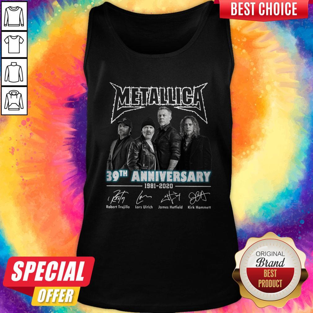 Premium Metallica 39th Anniversary 1981 2020 Signatures Shirt - Image 4