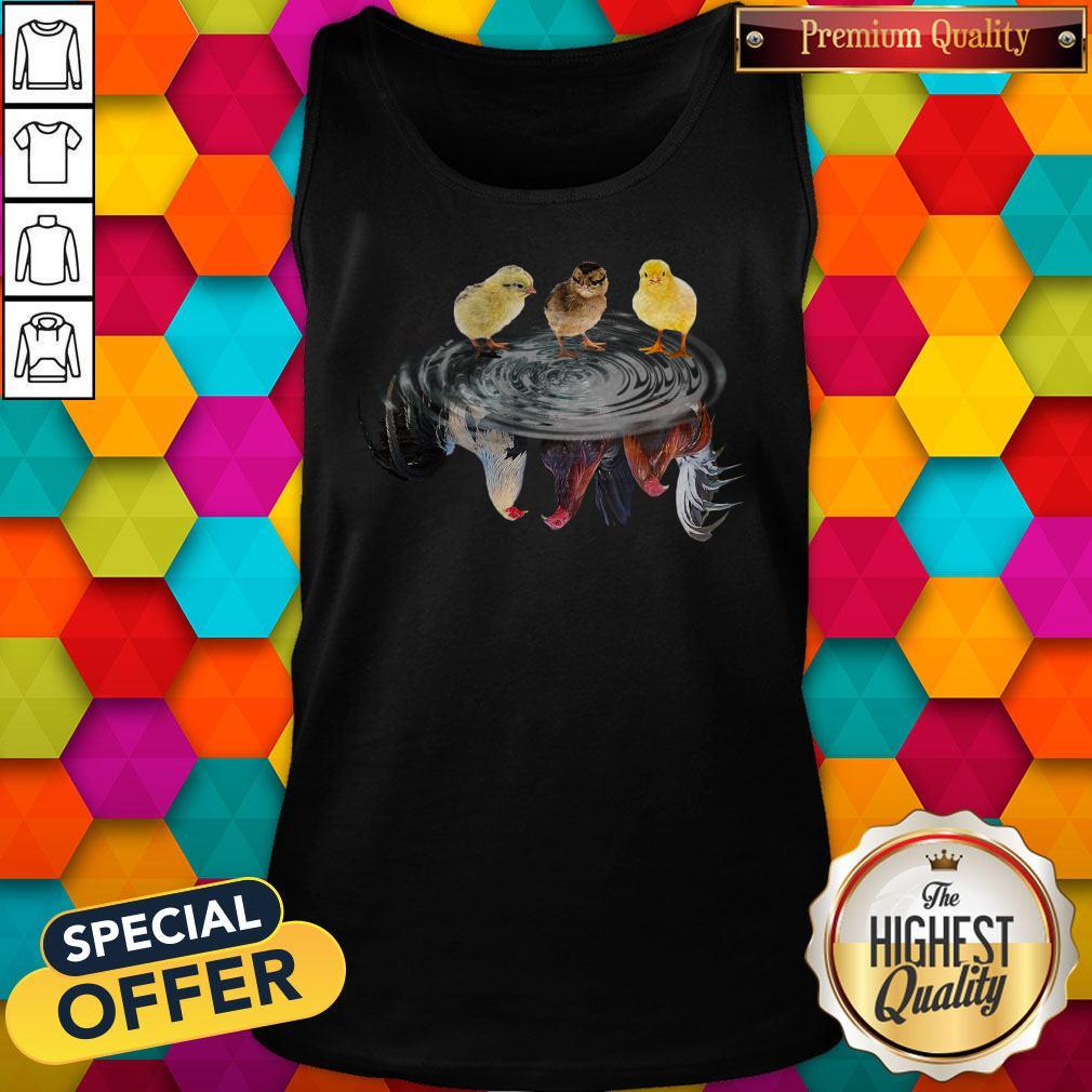 Funny Chicken Water Reflection Shirt - Image 4