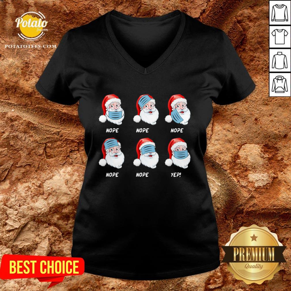 Good Santa Claus Wearing Mask Wrong Nope Christmas Shirt - Image 2