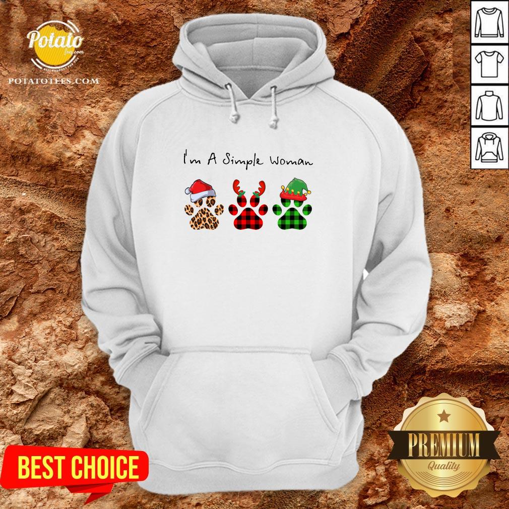 Great Plaid Paw Santa I’m A Simple Woman Christmas Shirt - Image 5