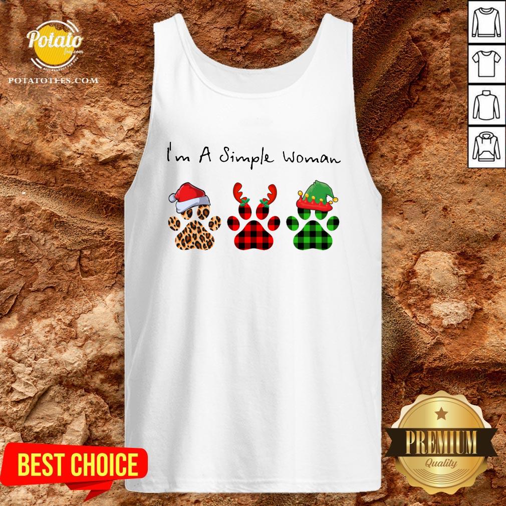 Great Plaid Paw Santa I’m A Simple Woman Christmas Shirt - Image 3
