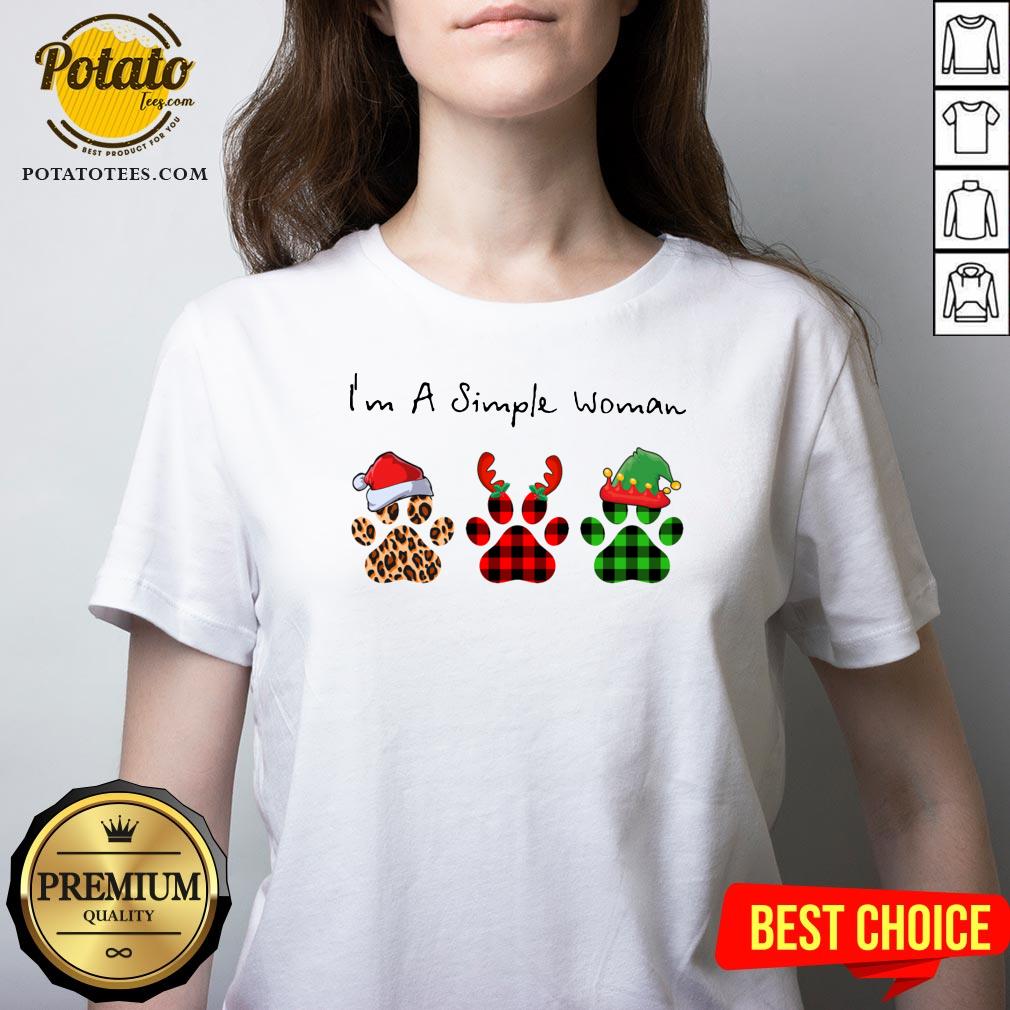 Great Plaid Paw Santa I’m A Simple Woman Christmas Shirt - Image 2