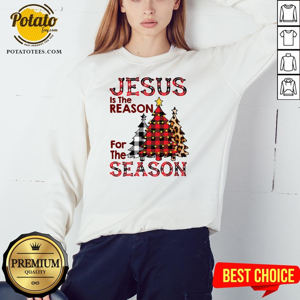 Hot Plaid Jesus Is The Reason For The Season Pine Christmas Shirt - Image 4