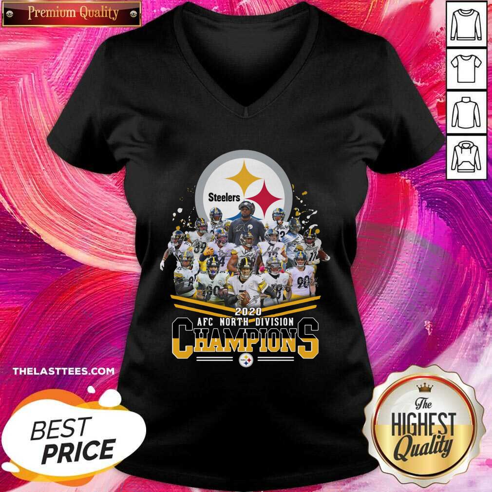 Nice Pittsburgh Steelers 2020 AFC North Division Champion Signatures Shirt - Image 2