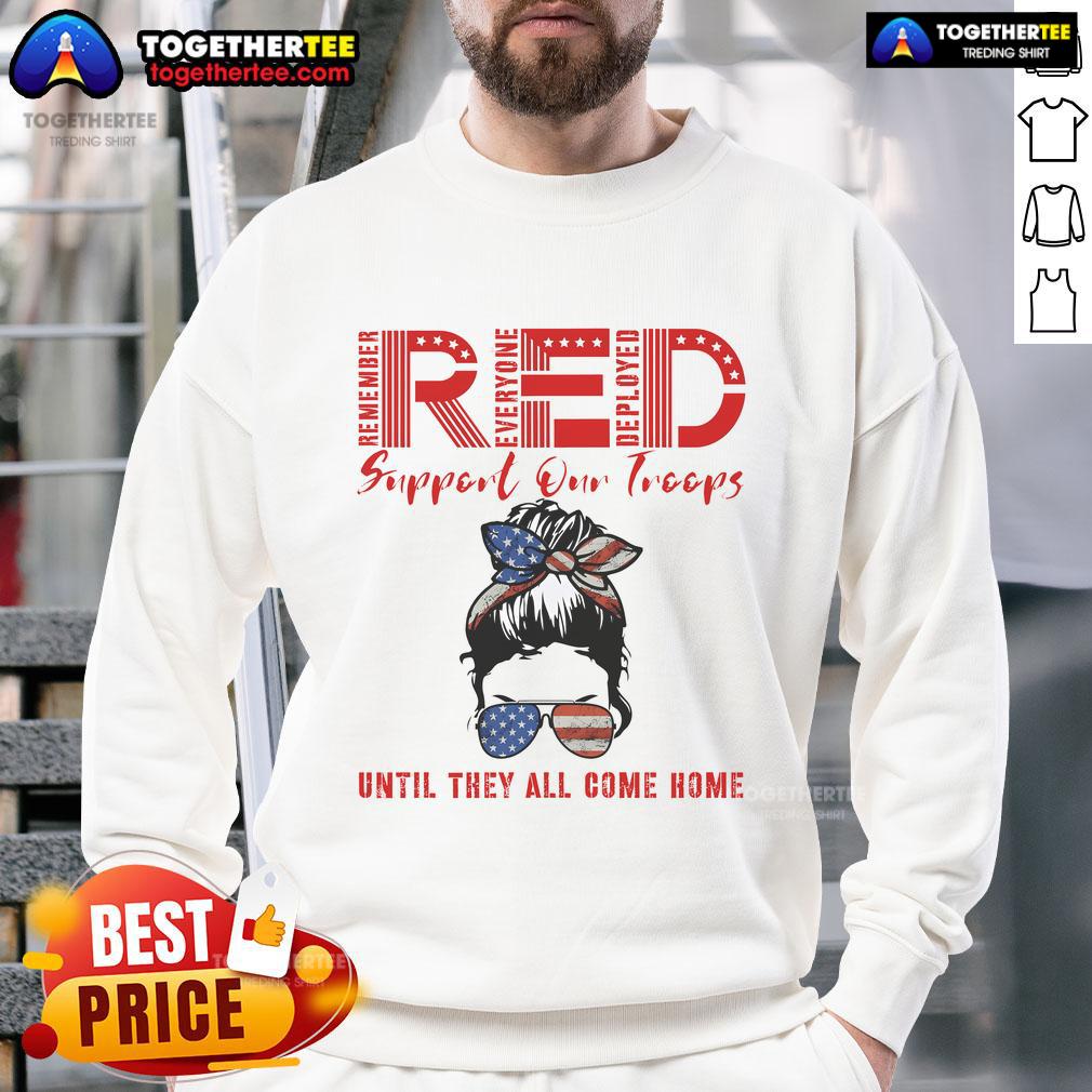 Official On Friday We Wear Red Friday Military Support Troops Us Flag T-Shirt - Image 5