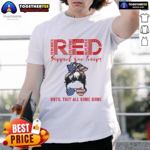 Official On Friday We Wear Red Friday Military Support Troops Us Flag T-Shirt