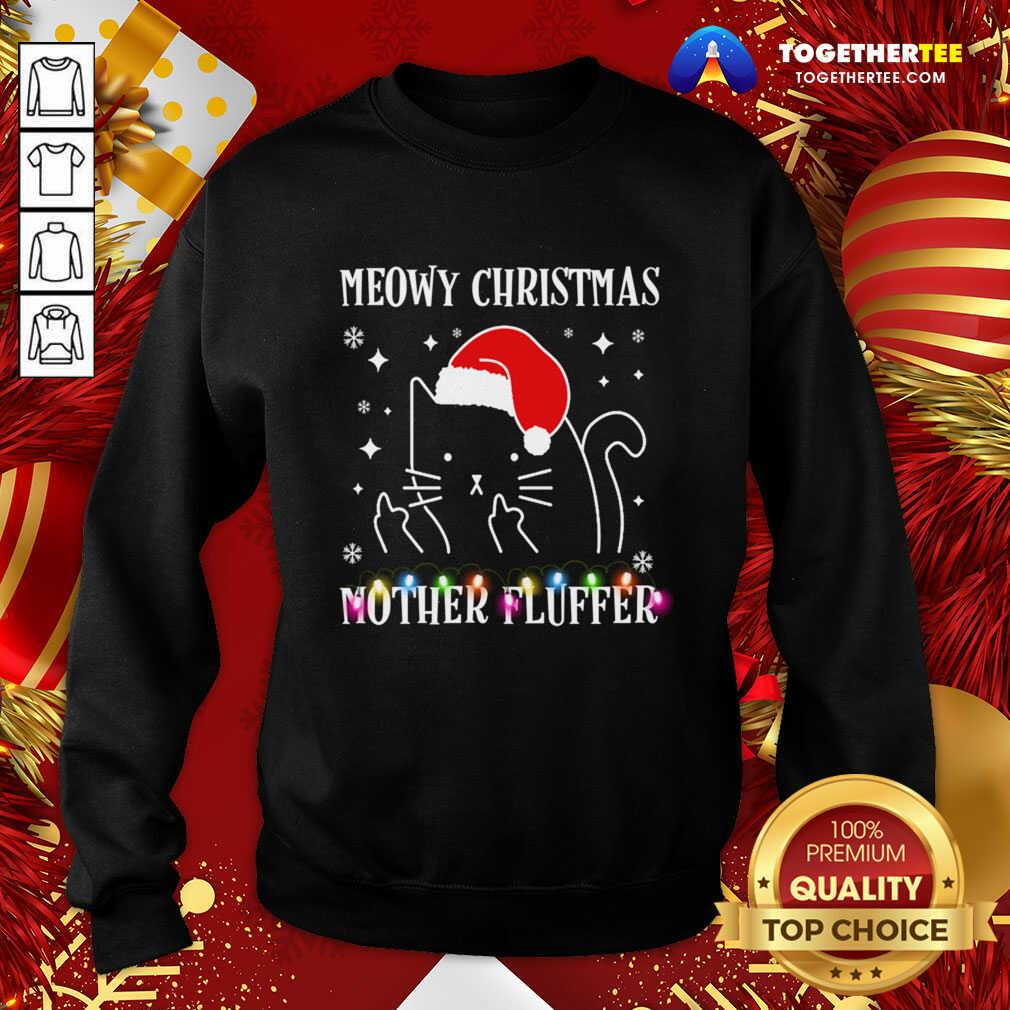 Beautiful Cat Santa Hat Meowy Catmas Mother Fluffer Shirt - Image 4