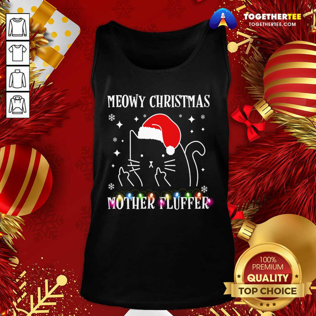 Beautiful Cat Santa Hat Meowy Catmas Mother Fluffer Shirt - Image 3