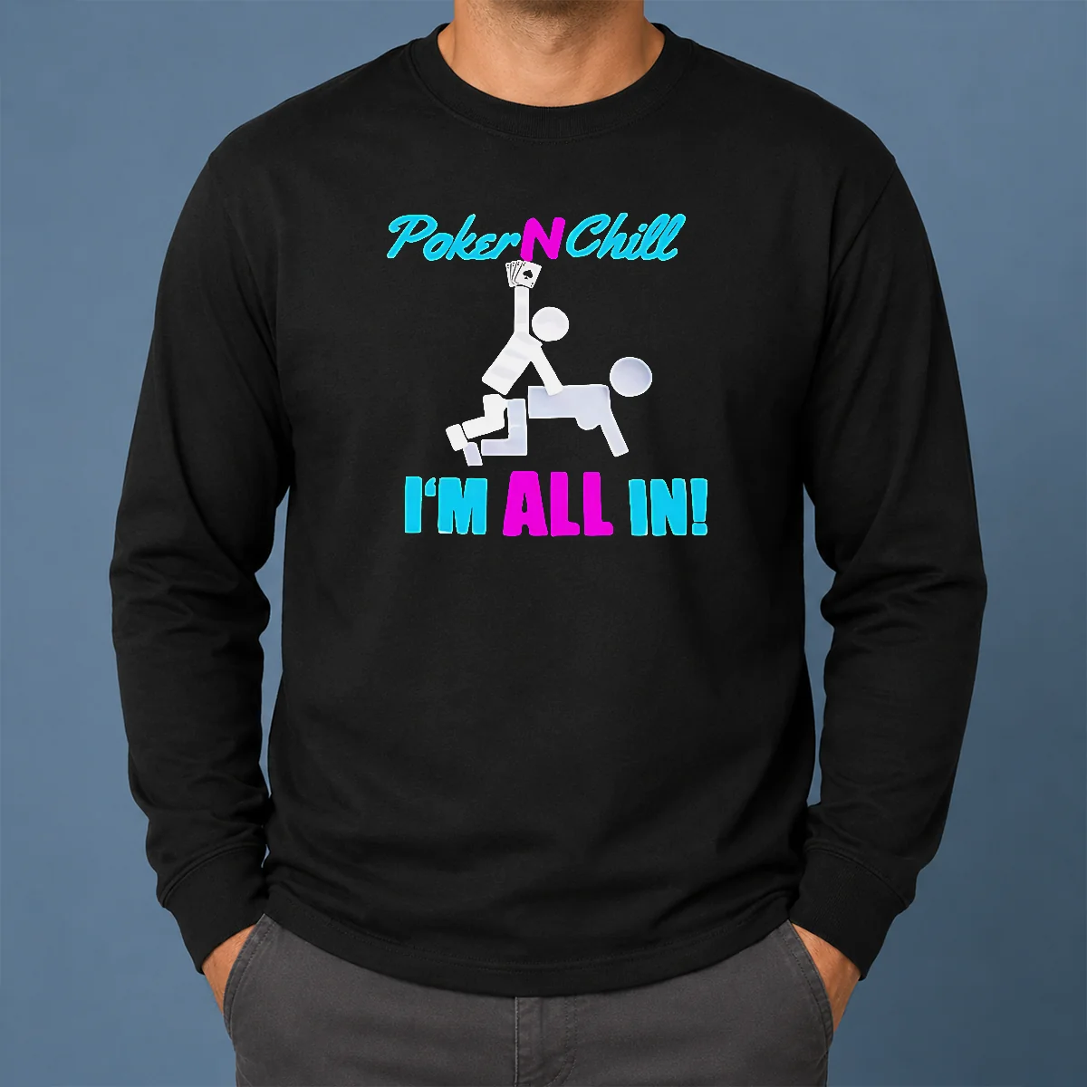 Hot Original Poker N Chill I Am All In Couple Playing Cards Humor Shirt - Image 6