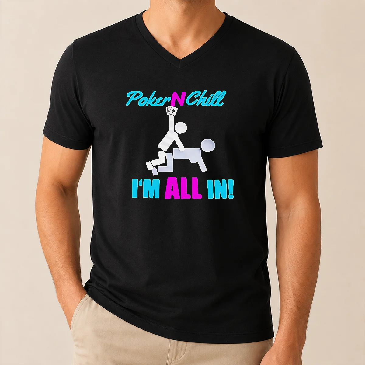Hot Original Poker N Chill I Am All In Couple Playing Cards Humor Shirt - Image 2