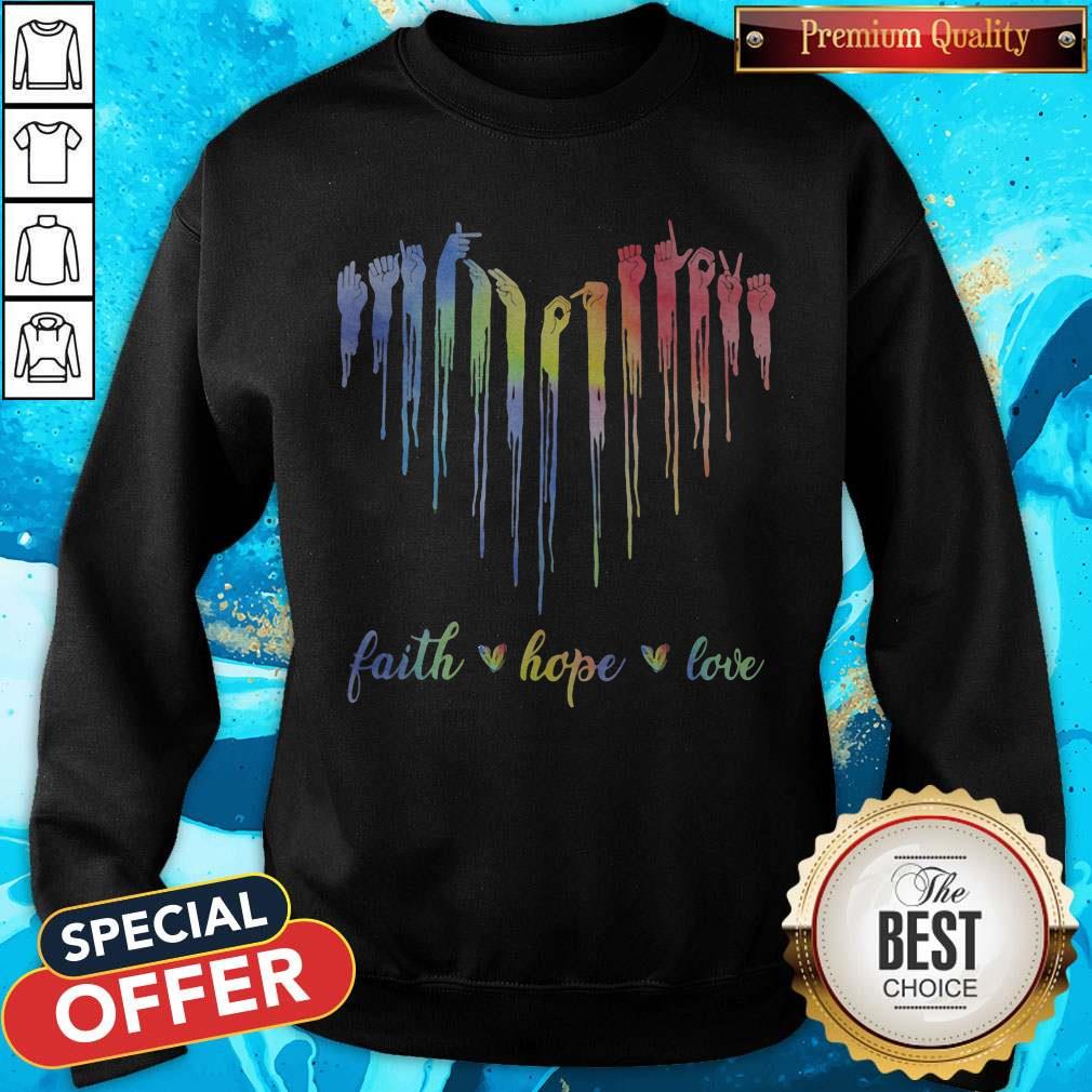 Official Faith Hope Love American Sign Langaege Shirt - Image 2
