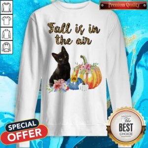 Alternative view of Official Fall Is In The Air Cat Pumpkin Flower Shirt
