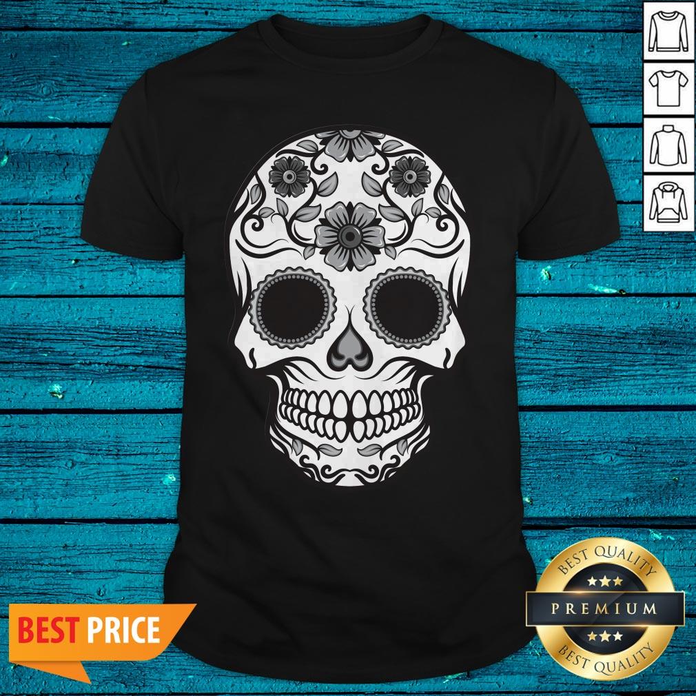 Candy Skull In Black And White Simple Shirt