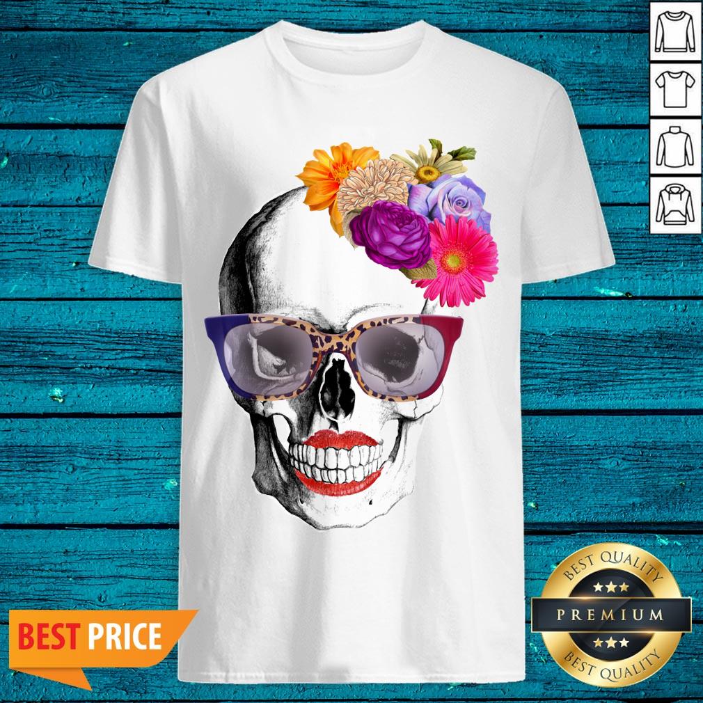 Modern Lady Skull Flower Dia De Los Muertos T-Shirt