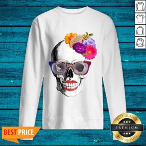 Alternative view of Modern Lady Skull Flower Dia De Los Muertos T-Shirt