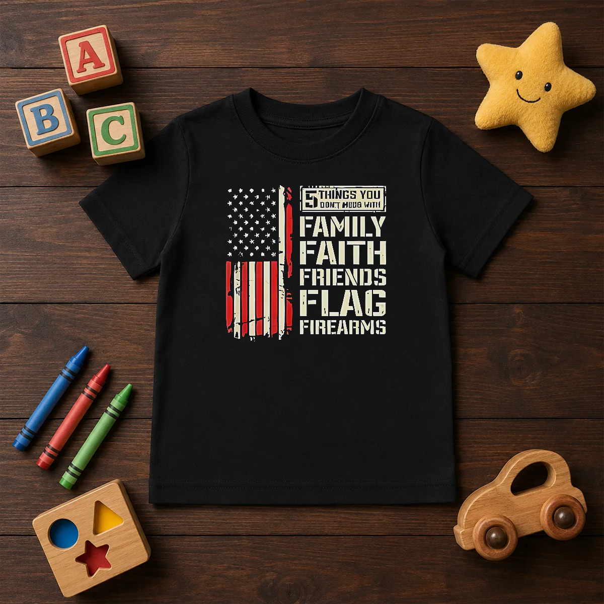 Premium 5 Things You Don'T Mess With Family Faith Friends Flag Firearms Shirt - Image 9
