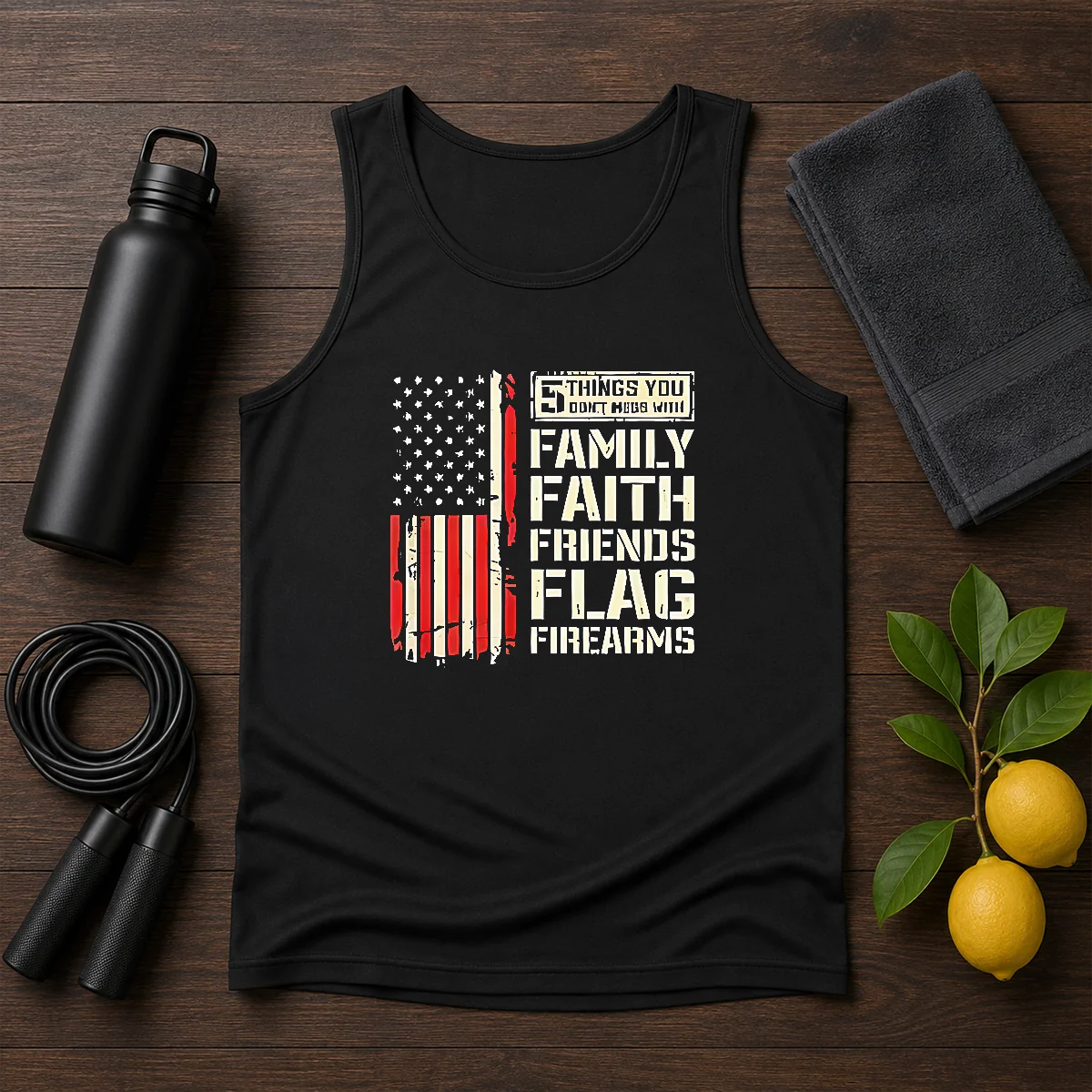 Premium 5 Things You Don'T Mess With Family Faith Friends Flag Firearms Shirt - Image 3