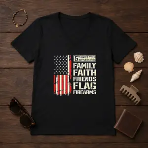 Alternative view of Premium 5 Things You Don'T Mess With Family Faith Friends Flag Firearms Shirt