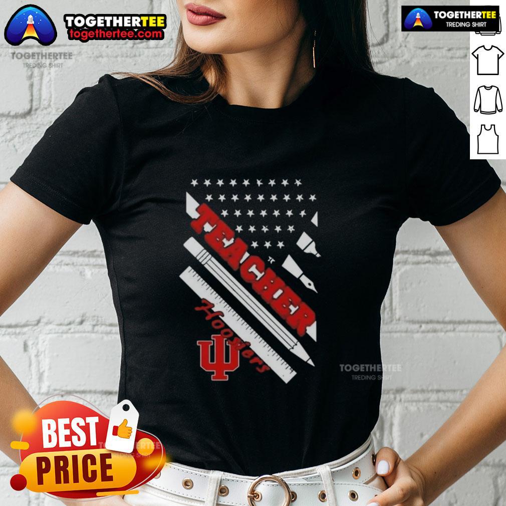 Premium Indiana Hoosiers X Teacher American Flag T-Shirt - Image 3