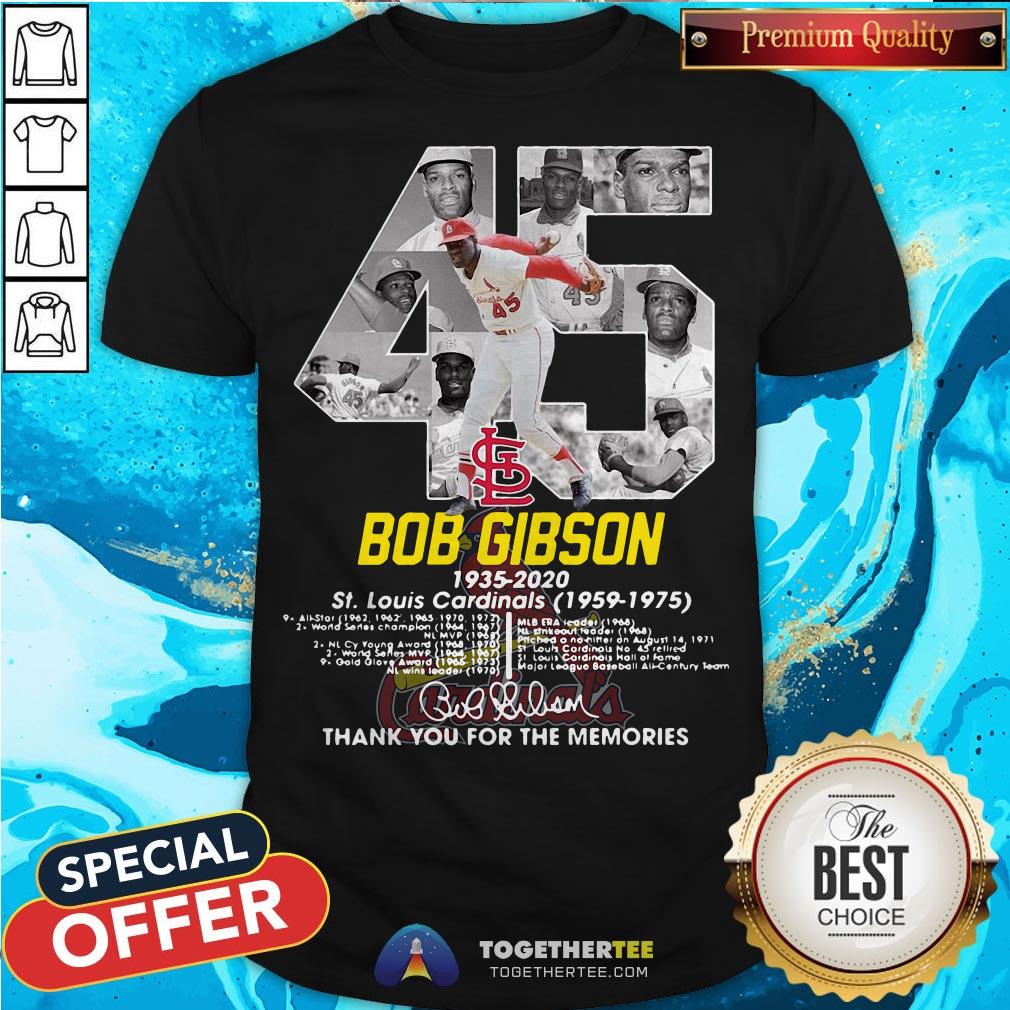 Bob Gibson 1935-2020 St.Louis Cardinals 1959-2975 Thank You For The Memories Signature Shirt