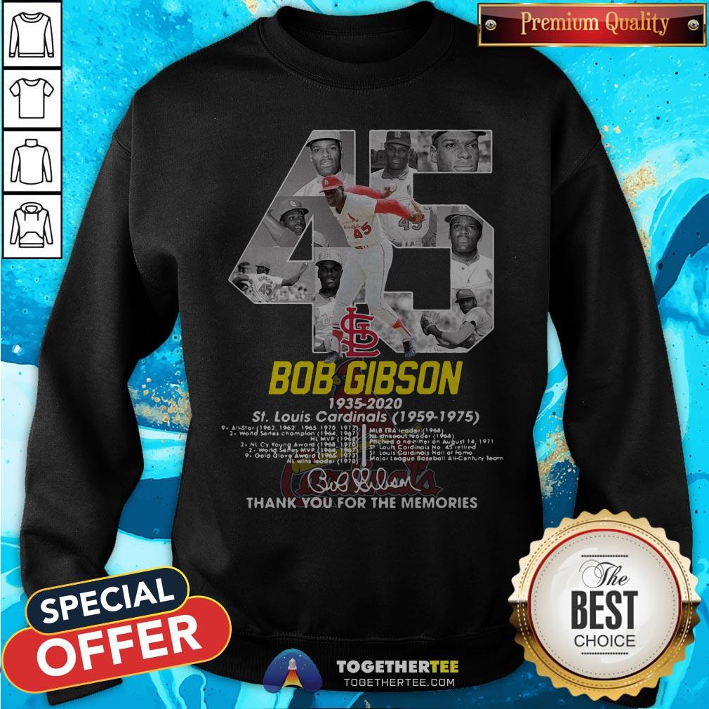 Bob Gibson 1935-2020 St.Louis Cardinals 1959-2975 Thank You For The Memories Signature Shirt - Image 4
