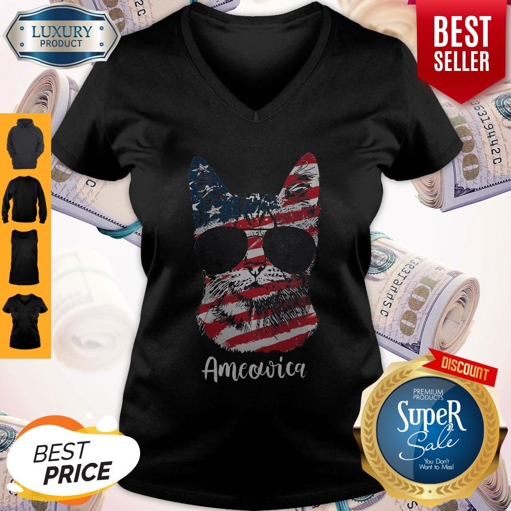 Good Ameowica Cat American Flag Shirt - Image 3