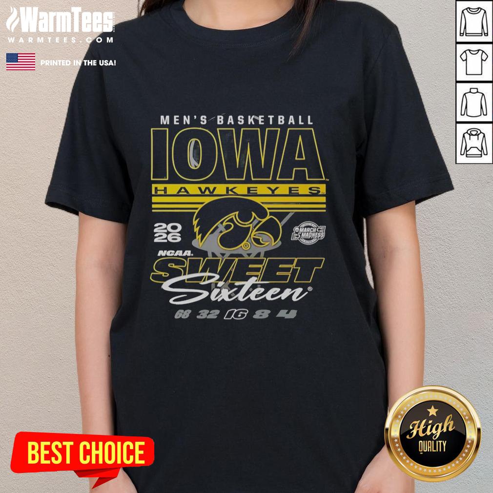 Nice Iowa Hawkeyes Men's Basketball 2026 Ncaa Sweet Sixteen March Madness T-Shirt - Image 3