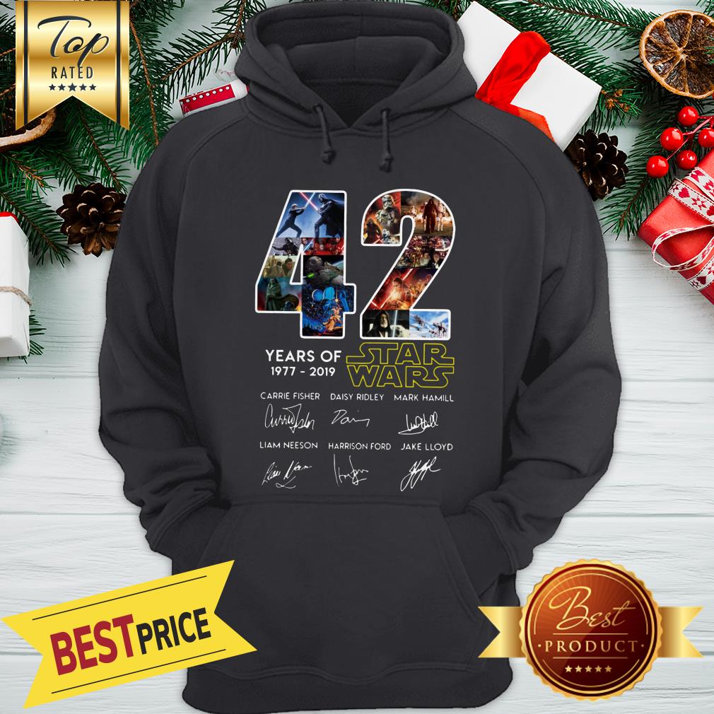 Official 42 Years Of Star Wars 1977-2019 Signatures Shirt - Image 5