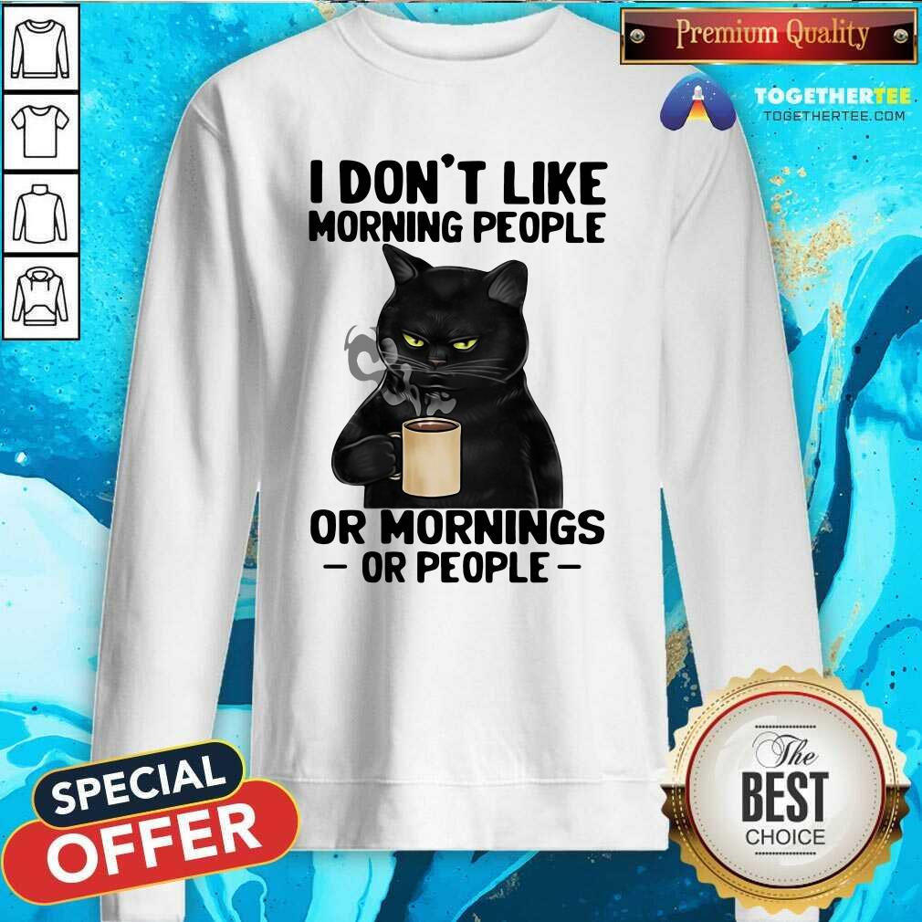 Top Black Cat I Do Not Like Morning People Shirt - Image 4