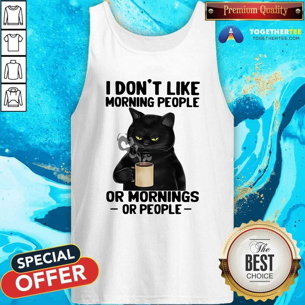 Top Black Cat I Do Not Like Morning People Shirt - Image 3