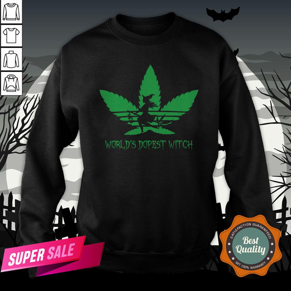 Weed World’s Dopest Witch Adidas Halloween Shirt - Image 4