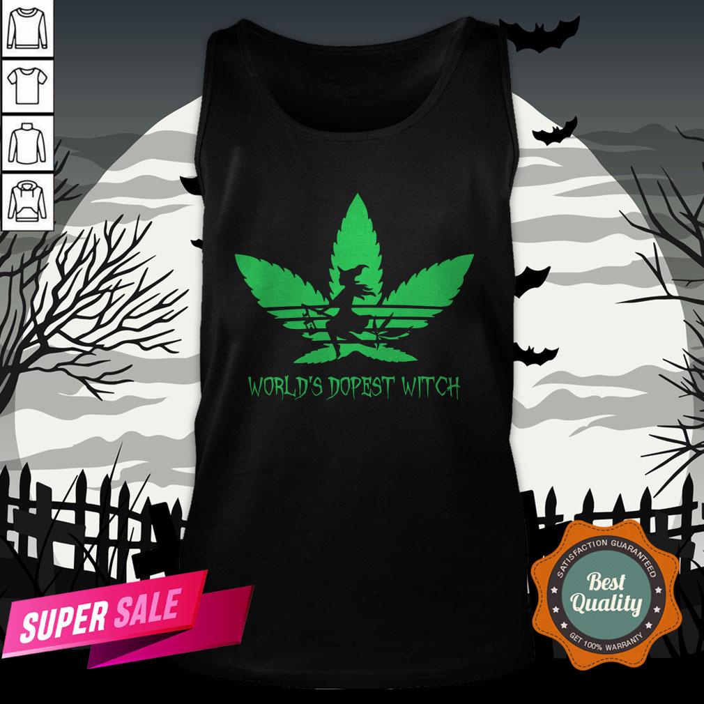 Weed World’s Dopest Witch Adidas Halloween Shirt - Image 3