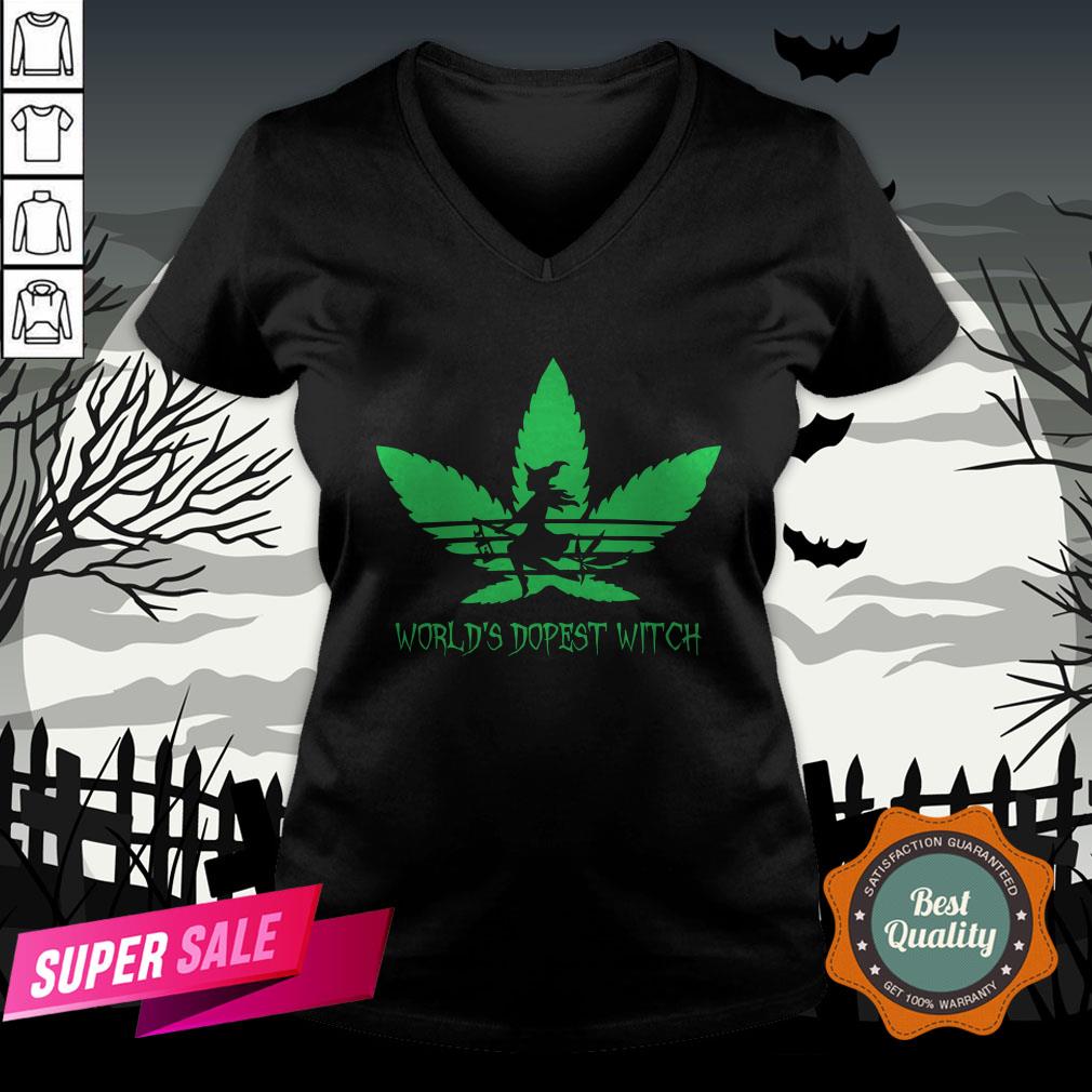 Weed World’s Dopest Witch Adidas Halloween Shirt - Image 2