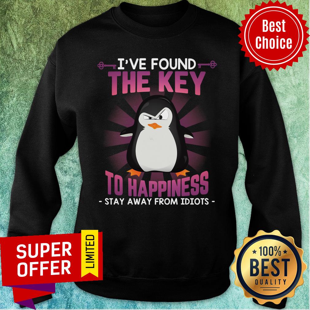 Penguin Stay Away Idiots Found The Key To Happiness Shirt - Image 4