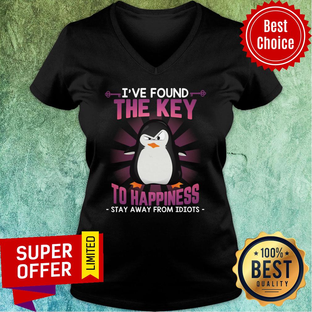 Penguin Stay Away Idiots Found The Key To Happiness Shirt - Image 2