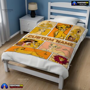 Alternative view of Disney Cartoon The Lion King Simba With Friends Blanket Fleece Customized Blanket