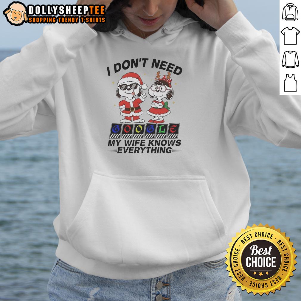 Top Snoopy I Don't Need Google My Wife Knows Everything T-Shirt - Image 2