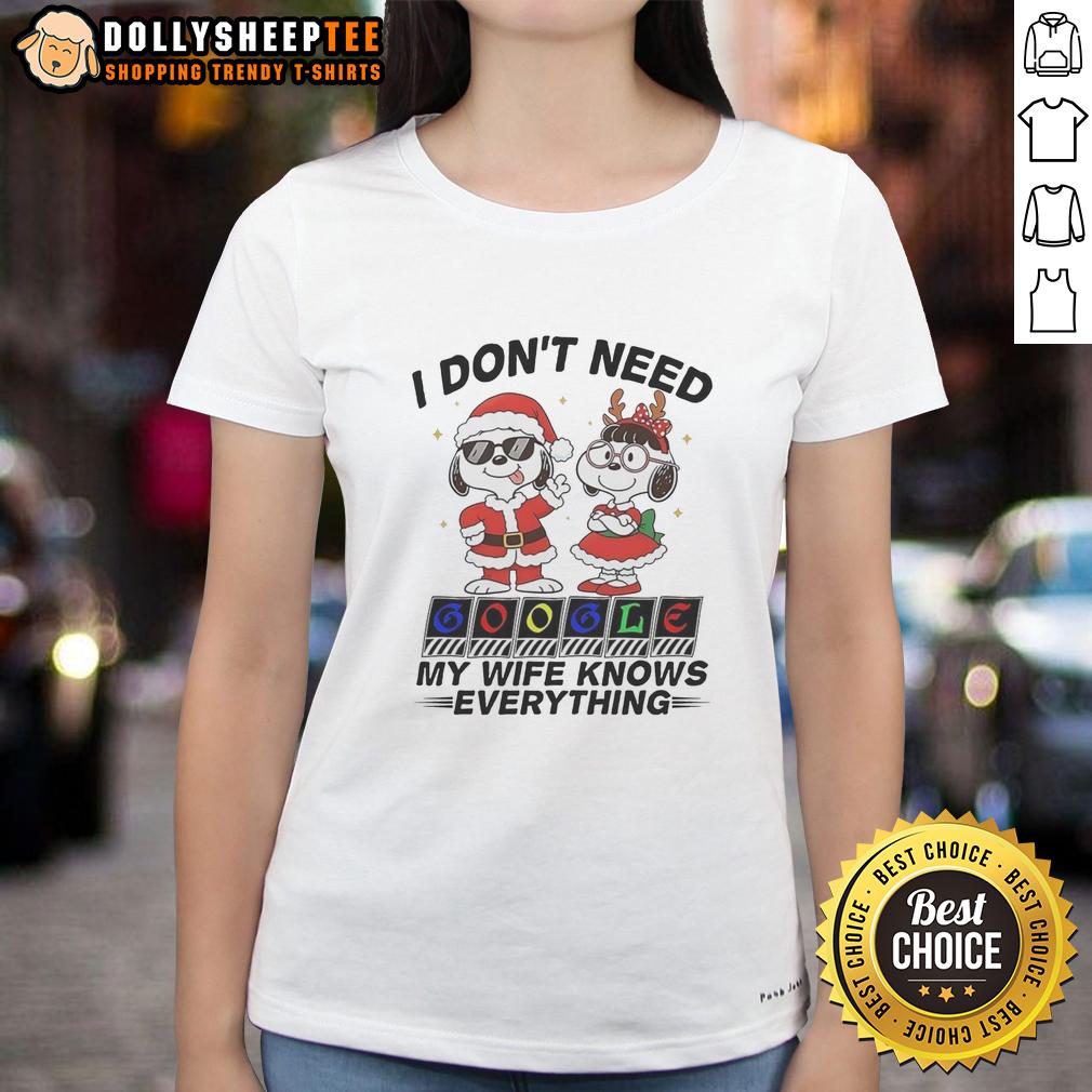 Top Snoopy I Don't Need Google My Wife Knows Everything T-Shirt - Image 3