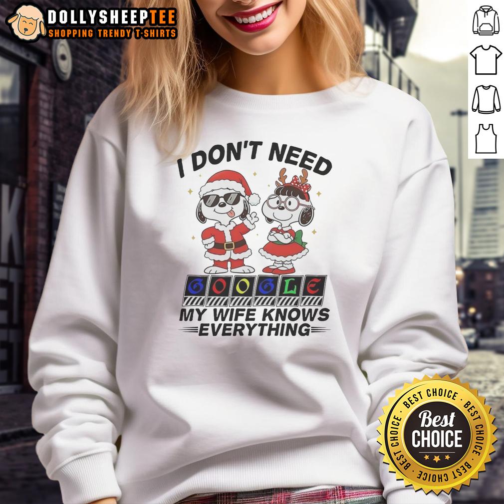 Top Snoopy I Don't Need Google My Wife Knows Everything T-Shirt - Image 5