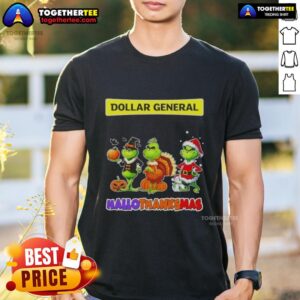 Awesome Dollar Genaral X Grinch Cosplay Happy HalloThanksMas T-Shirt